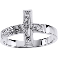 Sterling Silver 15 mm Crucifix Chastity Ring
