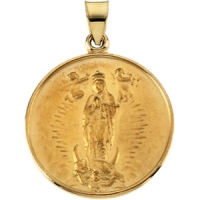 Guadalupe Medal, 24.5 mm, 18K Yellow Gold
