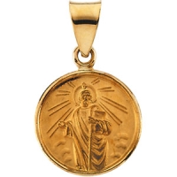 St. Jude Medal, 13 mm, 18K Yellow Gold