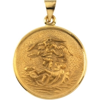 St. Michael Medal, 24.5 mm, 18K Yellow Gold