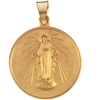 Miraculous Medal, 24.5 mm, 18K Yellow Gold