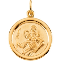 St. Christopher Medal, 14 mm, 14K Yellow Gold