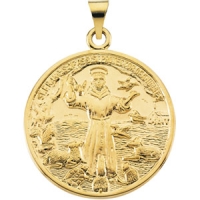 St. Francis Medal, 26 mm, 14K Yellow Gold