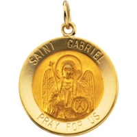 St. Gabriel Medal, 18 mm, 14K Yellow Gold