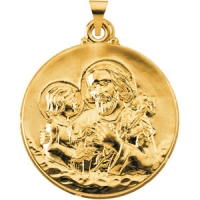 St. Joseph Medal, 29 mm, 14K Yellow Gold