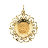 St. Michael Medal, 18.5 mm, 14K Yellow Gold