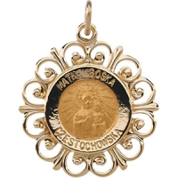 Matka Boska Medal, 18.5 mm, 14K Yellow Gold