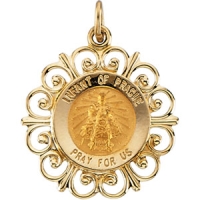 Infant of Prague Medal, 18.5 mm, 14K Yellow Gold