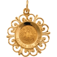 Caridad Del Cobre Medal, 18.5 mm, 14K Yellow Gold