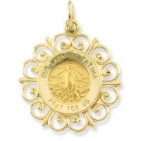 Our Lady of Fatima Medal, 18.5 mm, 14K Yellow Gold