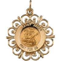 St. Joseph Medal, 18.5 mm, 14K Yellow Gold