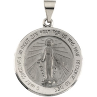 Hollow Miraculous Medal, 18.25 mm, 14K White Gold
