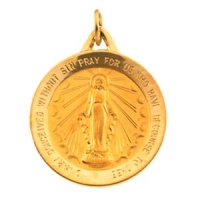 Miraculous Medal, 25 mm, 14K Yellow Gold