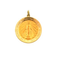 Miraculous Medal, 12 mm, 14K Yellow Gold