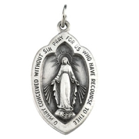 Miraculous Medal, 23 x 15 mm, Sterling Silver