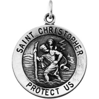 St. Christopher Medal, 25 mm, Sterling Silver