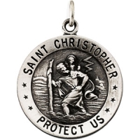 St. Christopher Medal, 18.5 mm, Sterling Silver