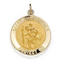 St. Christopher Medal, 8 mm, 14K Yellow Gold