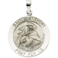 St. Anthony Medal, 18 mm, 14K White Gold