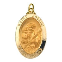 St. Joseph Medal, 15 x 11 mm, 14K Yellow Gold