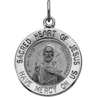 Sacred Heart of Jesus Medal, 25 mm, Sterling Silver