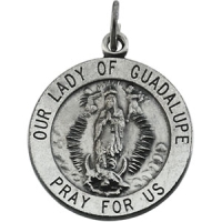 Lady of Guadalupe Medal, 18 mm, Sterling Silver