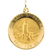 Our Lady of Fatima Medal, 15 mm, 14K Yellow Gold