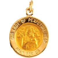 Lady of Perpetual Help Medal, 15 mm, 14K Yellow Gold