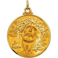 Face of Jesus (Ecce Homo) Medal, 21 mm, 14K Yellow Gold