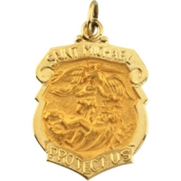 St. Michael Medal, 27 x 21 mm, 14K Yellow Gold