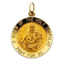 Scapular Medal, 22 mm, 14K Yellow Gold