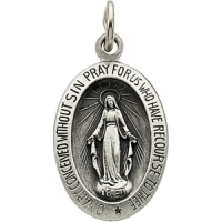 Miraculous Medal, 26.25 X 17.75 mm, Sterling Silver