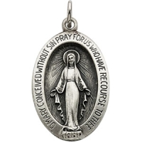 Miraculous Medal, 14.75 X 11 mm, Sterling Silver