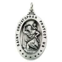St. Christopher Medal, 23.75 X 16.25 mm, Sterling Silver
