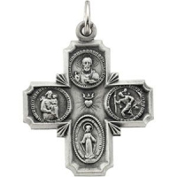 Sterling Silver 19x17.7 mm Four-Way Cross Medal 18" Necklace