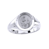 First Holy Communion Sterling Silver Ring, 12 mm round top