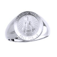 Infant Of Prague Sterling Silver Ring, 15 mm round top