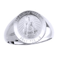 Infant Of Prague Sterling Silver Ring, 18mm round top