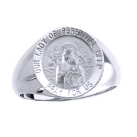 Lady of Perpetual Help Sterling Silver Ring, 15 mm round top