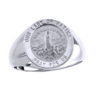 Our Lady of Fatima Sterling Silver Ring, 15 mm round top