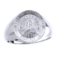 Lady of the Assumption Sterling Silver Ring, 18 mm round top