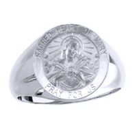 Sacred Heart of Mary Sterling Silver Ring, 18 mm round top