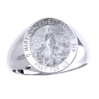 Immaculate Conception Sterling Silver Ring, 18 mm round top