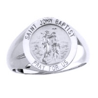 St. John the Baptist Sterling Silver Ring, 18 mm round top