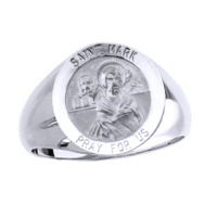 St. Mark Sterling Silver Ring, 15mm round top