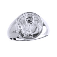 Pope John Paul II Sterling Silver Ring, 13 mm round top