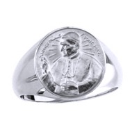 Pope John Paul II Sterling Silver Ring, 16 mm round top