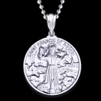 Saint Francis of Assisi Silver Medal and 24" Chain.