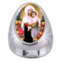 Madonna of the Roses Charm Gem Sterling Ring