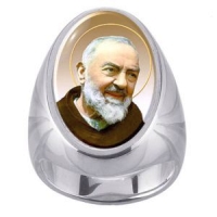 Padre Pio Charm Gem Sterling Ring